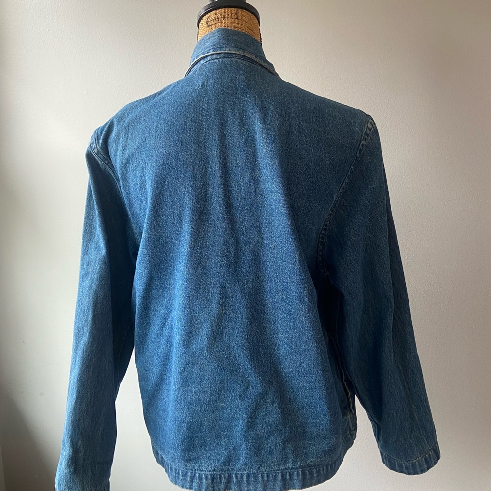Tantrums Sz S Women’s Blue Denim Jacket with Red Floral Embroidery - Picture 4 of 11